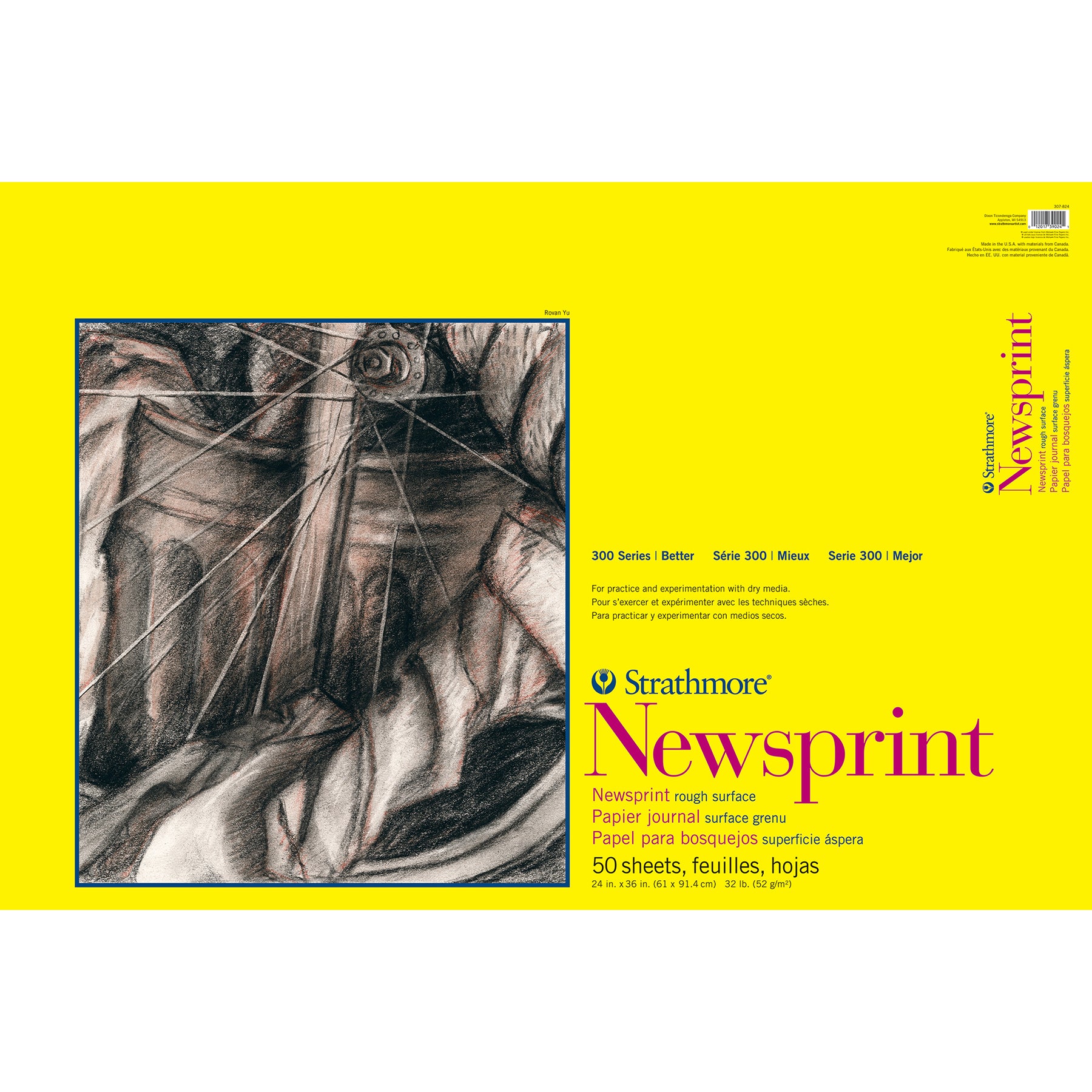 300 Series Newsprint Pad, Tape Binding, 50 Sheet, 24x36 inch, 1 Count