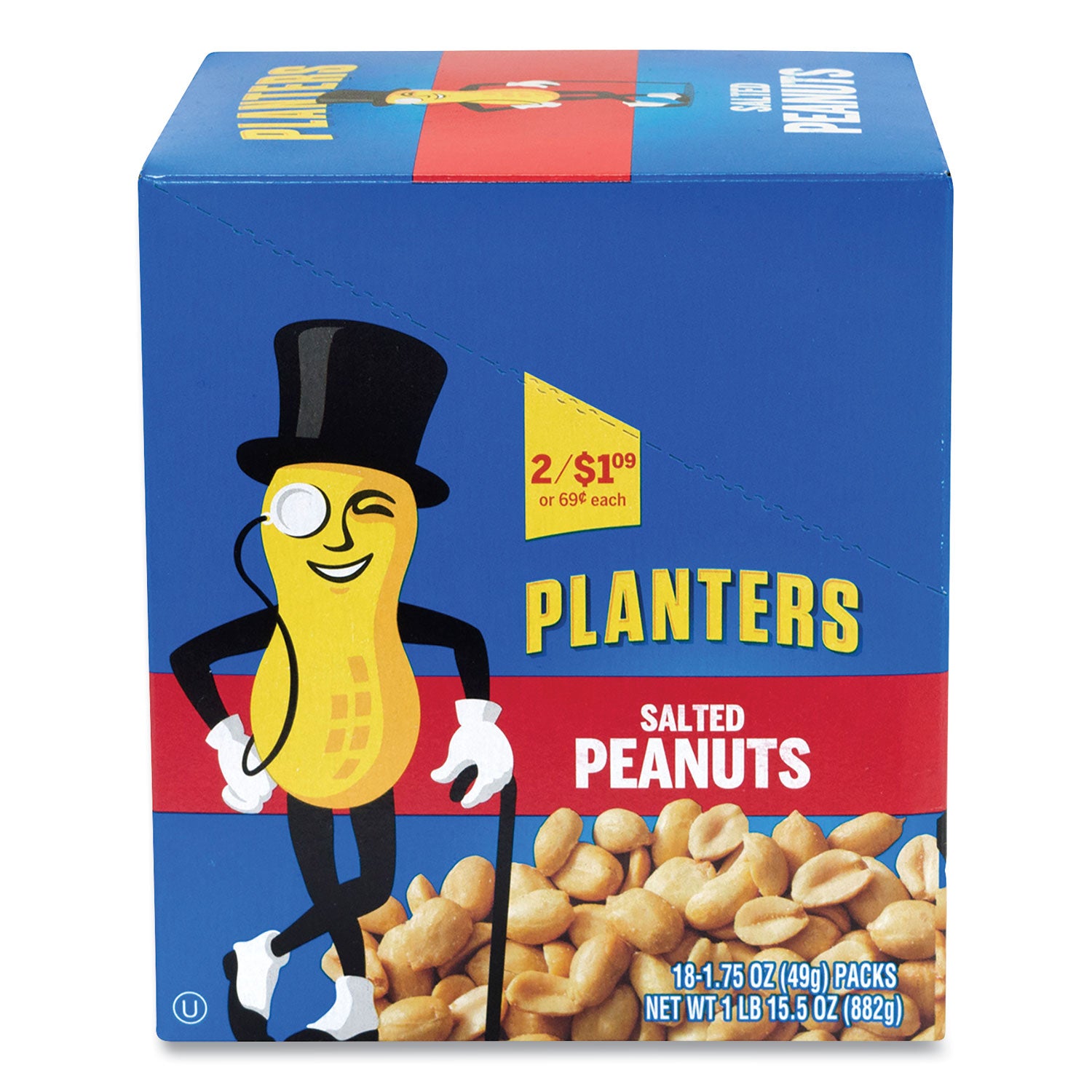 Green Rabbit Planters Roasted Peanuts Snack Packs - Salted Peanut, Crunchy - 18 / Carton