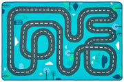 Tranquil Travel Road Play Carpet - 6ft x 9ft - Rectangle - Light Blue
