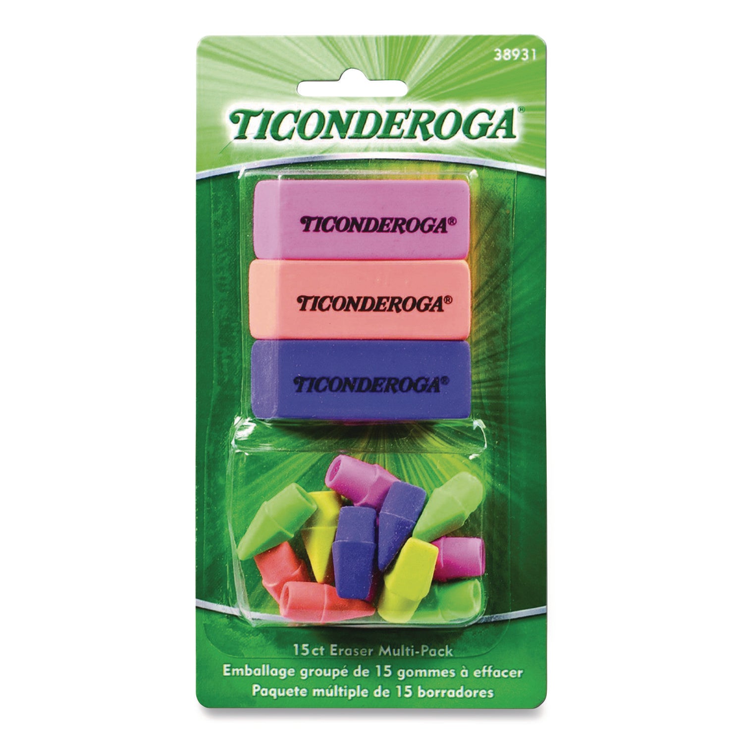 Eraser Combo Set, Neon, 3 Beveled, 12 Wedge Cap