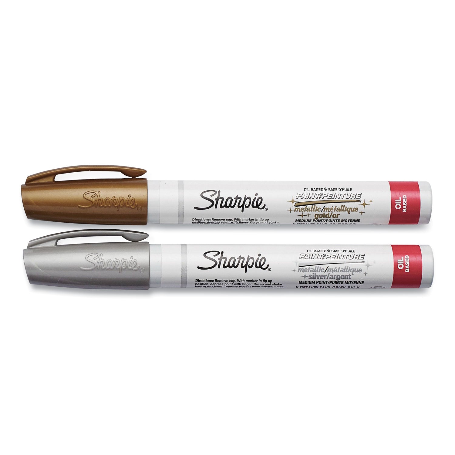 Medium Marker Point - Metallic Gold, Metallic Silver Ink - Oil Based - 2 / Pack