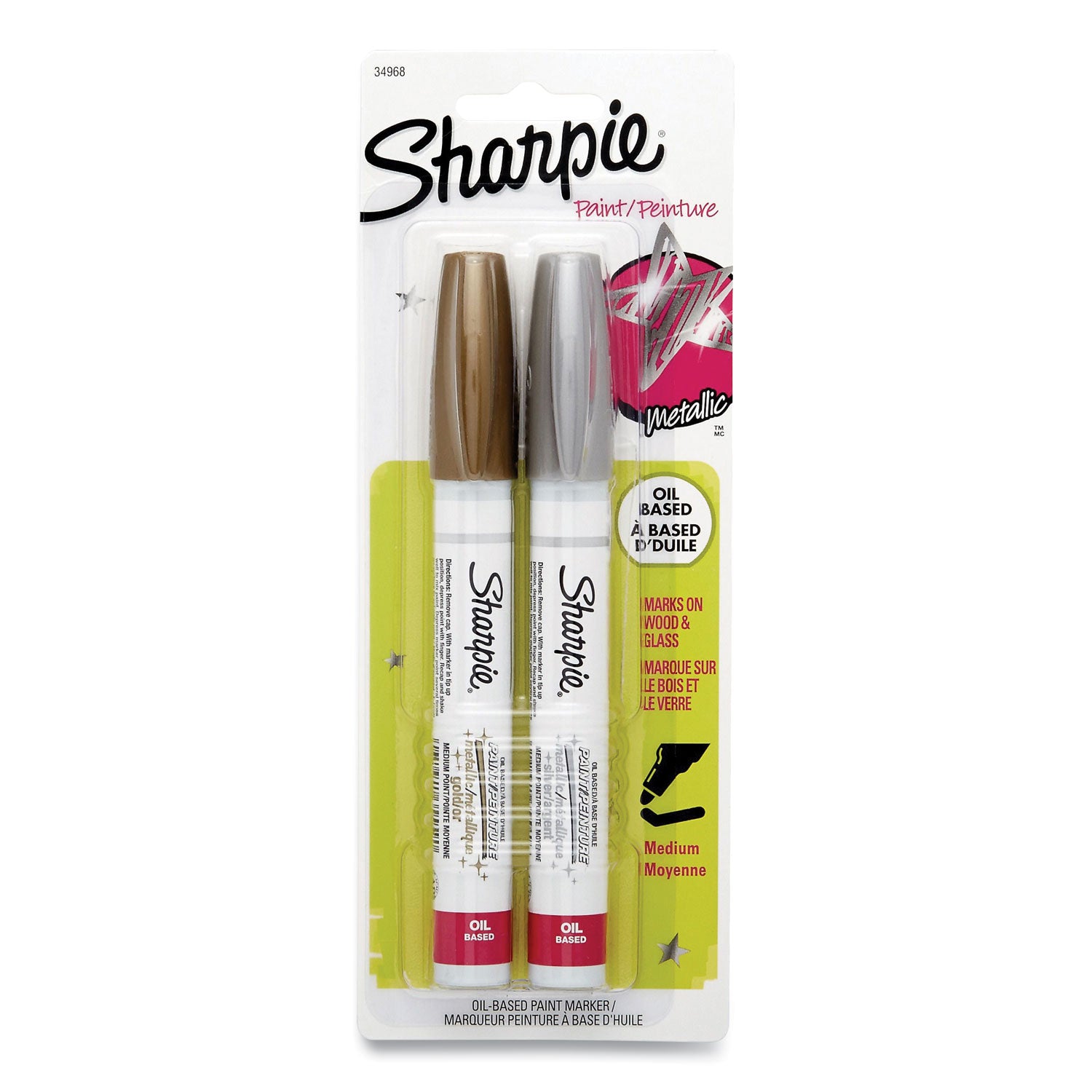 Medium Marker Point - Metallic Gold, Metallic Silver Ink - Oil Based - 2 / Pack