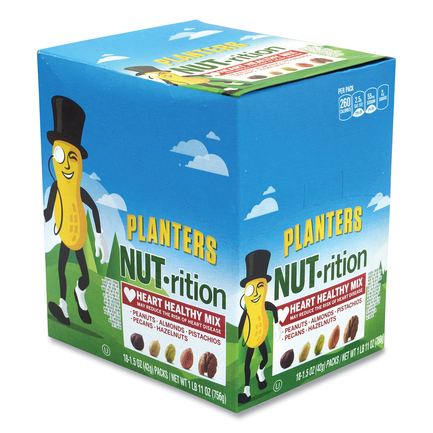 NUT-rition Heart Healthy Mix, 1.5 oz Tube, 18 Tubes/Carton