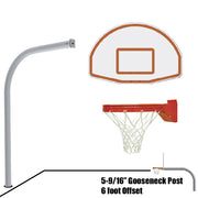 Basketball System - Gooseneck (5-9/16 in. Pole with 6 ft. Offset) - 54 in. Aluminum Fan Backboard - Playground Breakaway Goal