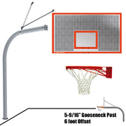 Basketball System - Gooseneck (5-9/16 in. Pole with 6 ft. Offset) - 72 in. Perforated Steel Backboard - Double Rim Goal