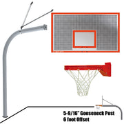 Basketball System - Gooseneck (5-9/16 in. Pole with 6 ft. Offset) - 72 in. Perforated Steel Backboard - Playground Breakaway Goal