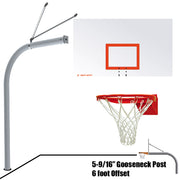 Basketball System - Gooseneck (5-9/16 in. Pole with 6 ft. Offset) - 72 in. Steel Backboard - Flex Rim Goal