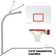 Basketball System - Gooseneck (5-9/16 in. Pole with 6 ft. Offset) - 60 in. Steel Backboard - Double Rim Goal