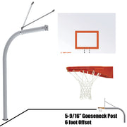 Basketball System - Gooseneck (6 in. Pole with 6 ft. Offset) - 60 in. Steel Backboard - Playground Goal