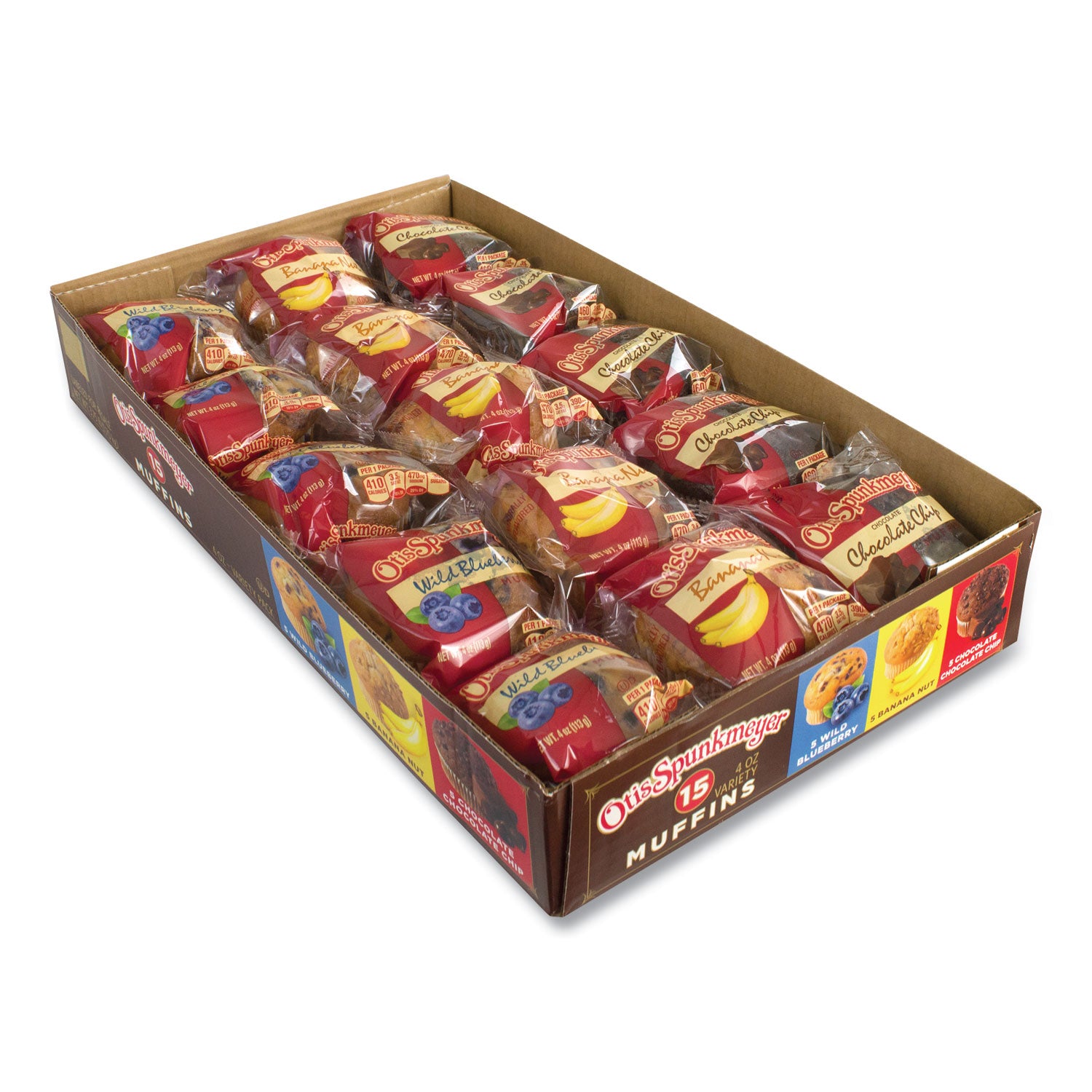 Individually Wrapped - Banana, Chocolate Chip, Blueberry - 4 oz - 15/Box - 1 Carton