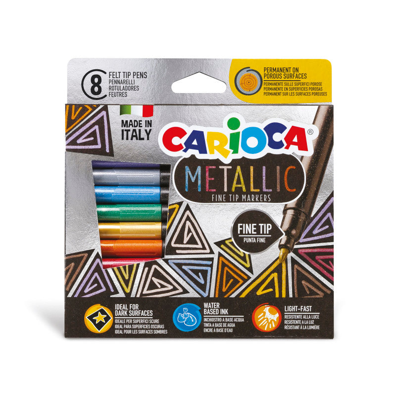 Metallic Felt Tip Pens Fine Tip Markers - 8 Pieces