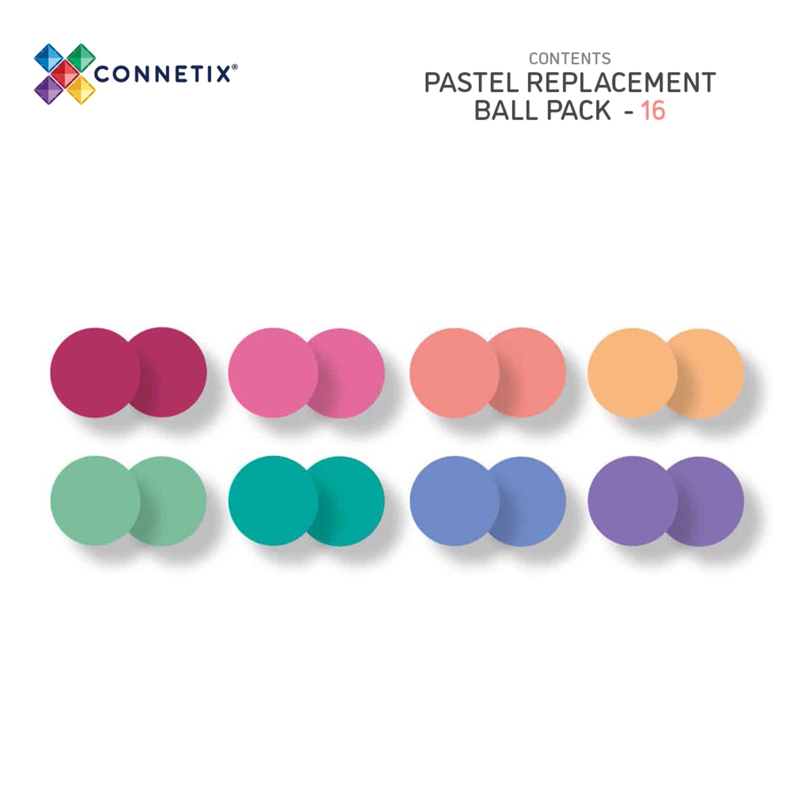 Magnetic Tiles Pastel Ball Pack, 16 Pieces