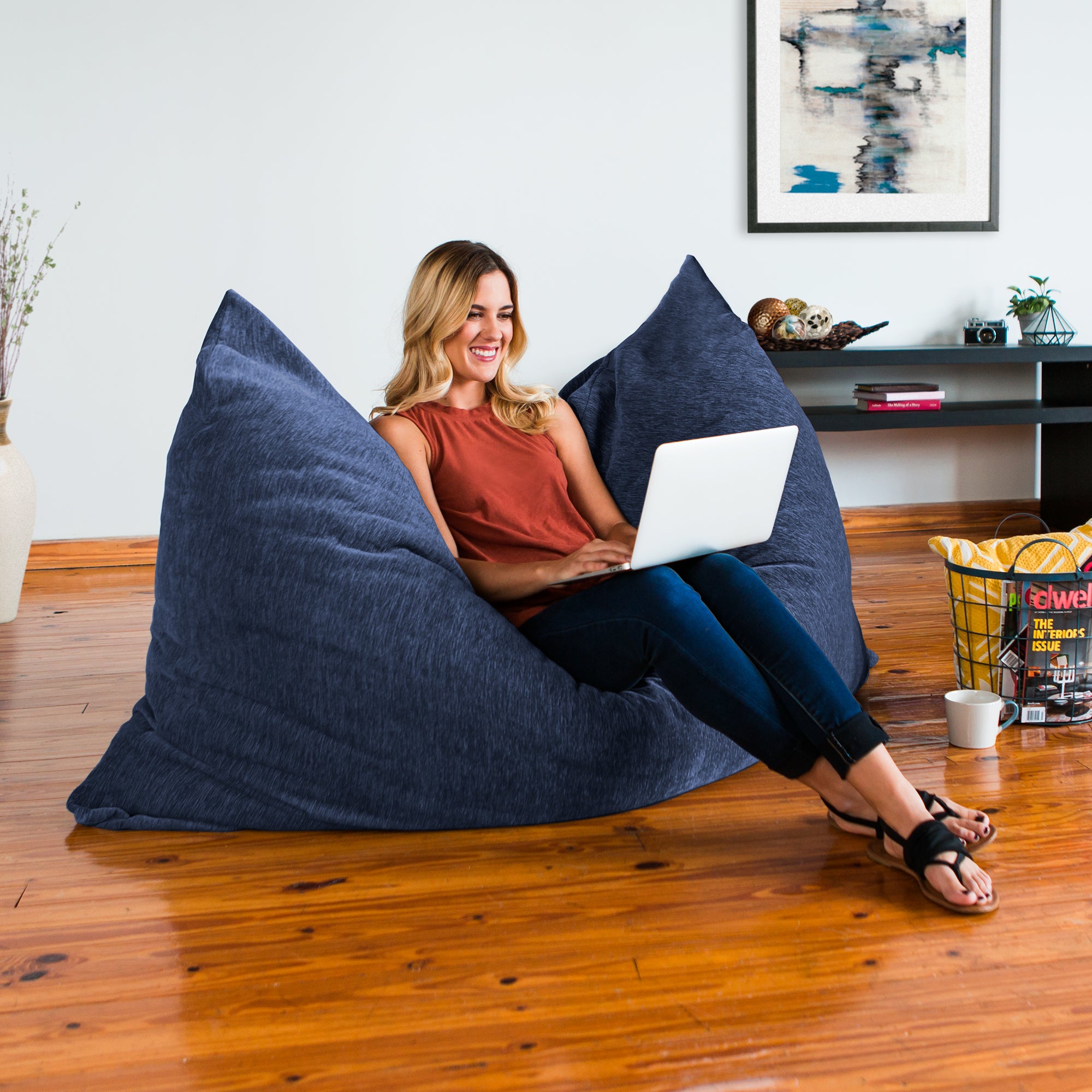 Jaxx Bean Bags Jaxx 5.5 ft Pillow Saxx Bean Bag, Navy Blue