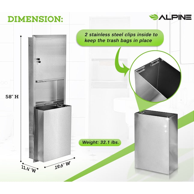 Recessed Paper Towel Dispenser / Waste Receptacle