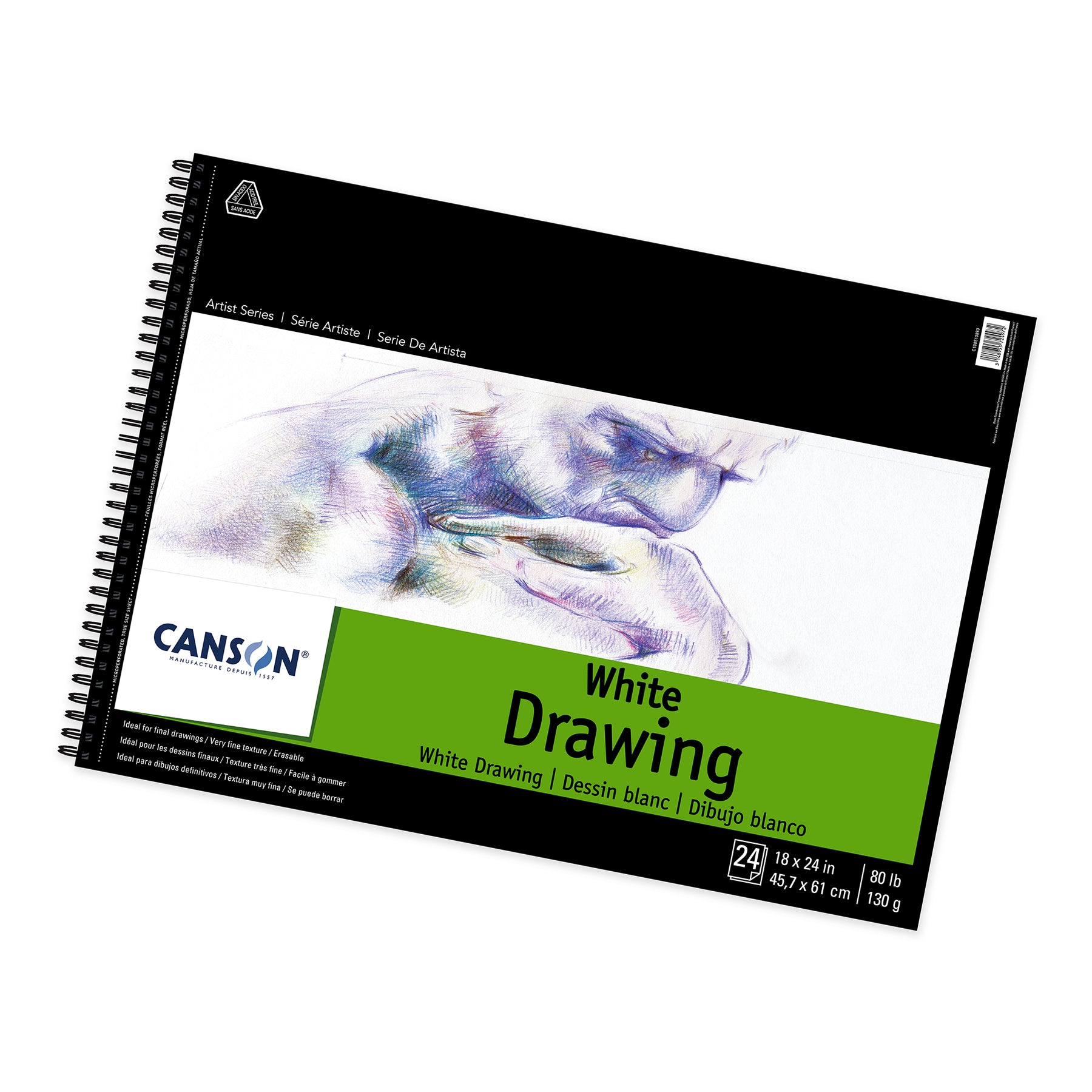 Artist Series Drawing Pad, Bright White, Side Wire Binding, 24 Sheet, 18x24 inch, 1 Count