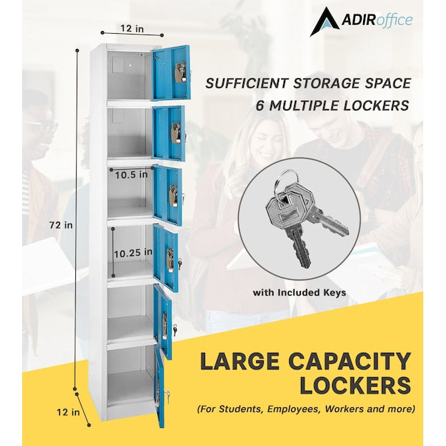 72 in. x 12 in. x 12 in. 6-Compartment Steel Tier Key Lock Storage Locker in Blue (4-Pack)