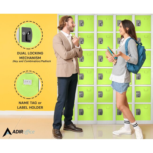 72 in. x 12 in. x 12 in. 6-Compartment Steel Tier Key Lock Storage Locker in Green 2 Pack