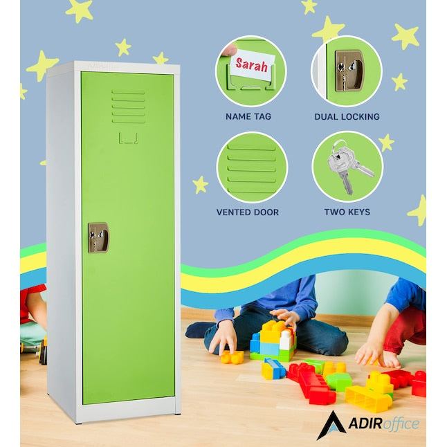 AdirOffice 48 in. H x 15 in. W Steel Single Tier Locker in Green 2 Pack
