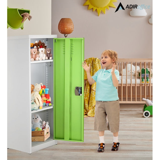 AdirOffice 48 in. H x 15 in. W Steel Single Tier Locker in Green 2 Pack