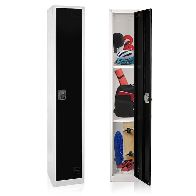 AdirOffice 72 in. x 12 in. x 12 in. 1-Compartment Steel Tier Key Lock Storage Locker in Black 2 Pack