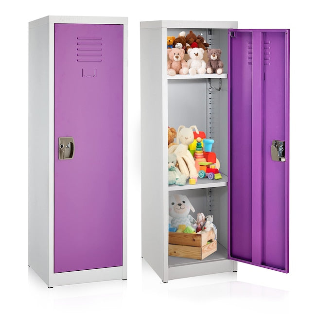 AdirOffice 48 in. H x 15 in. W Steel Single Tier Locker in Purple 2 Pack