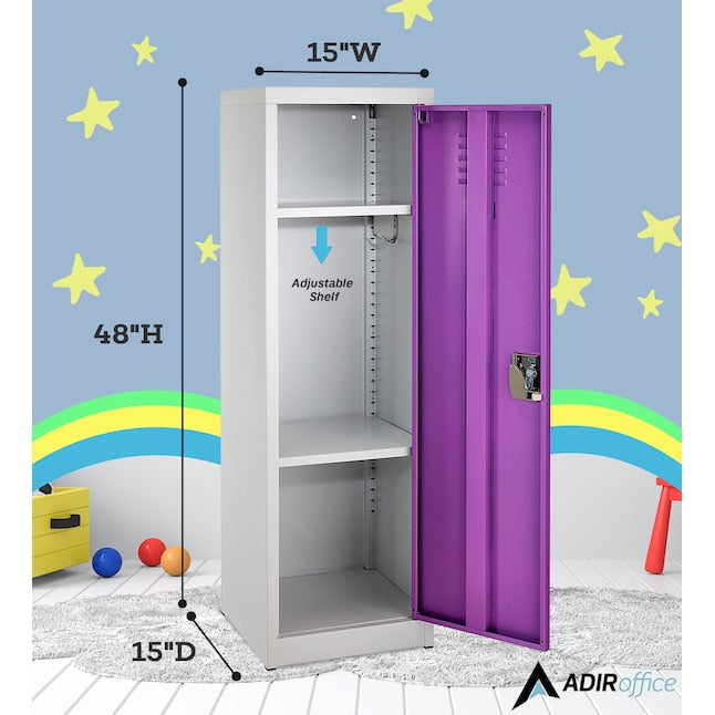 AdirOffice 48 in. H x 15 in. W Steel Single Tier Locker in Purple 2 Pack