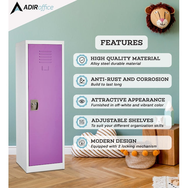 AdirOffice 48 in. H x 15 in. W Steel Single Tier Locker in Purple 2 Pack