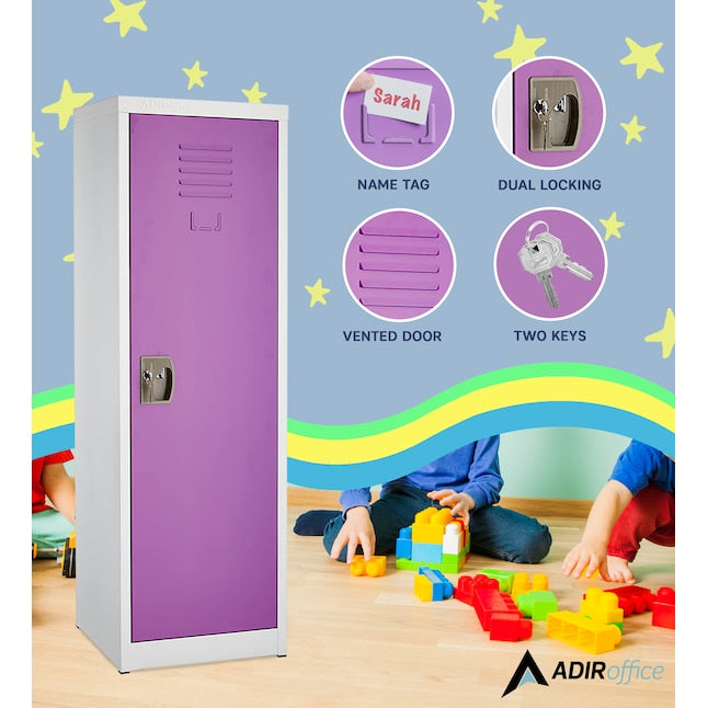 AdirOffice 48 in. H x 15 in. W Steel Single Tier Locker in Purple 2 Pack