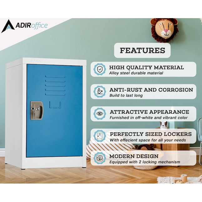 AdirOffice Blue 25 in. H x 15 in. W Steel Single Tier Locker, Set of 2