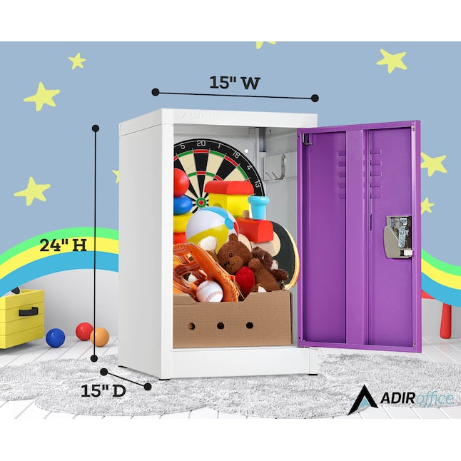 AdirOffice 24 in. H x 15 in. W Steel Single Tier Locker in Purple 2 Pack