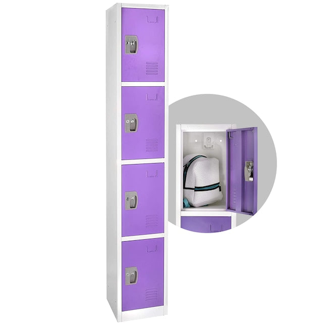72 in. H x 12 in. W x 12 in. D 4-Compartment Steel Tier Key Lock Storage Locker in Purple 2 Pack
