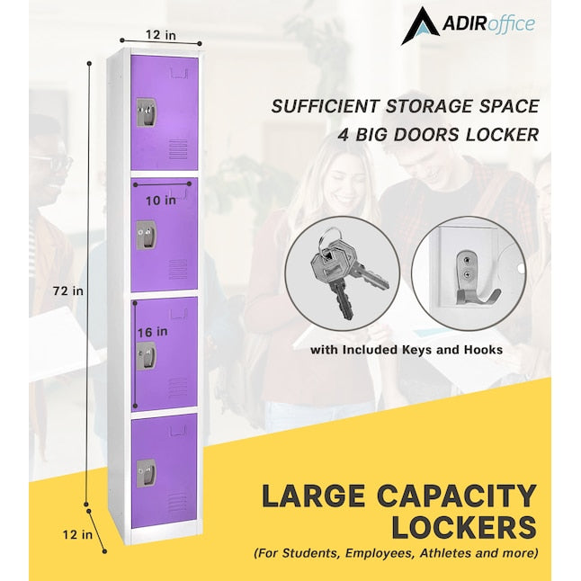72 in. H x 12 in. W x 12 in. D 4-Compartment Steel Tier Key Lock Storage Locker in Purple 2 Pack