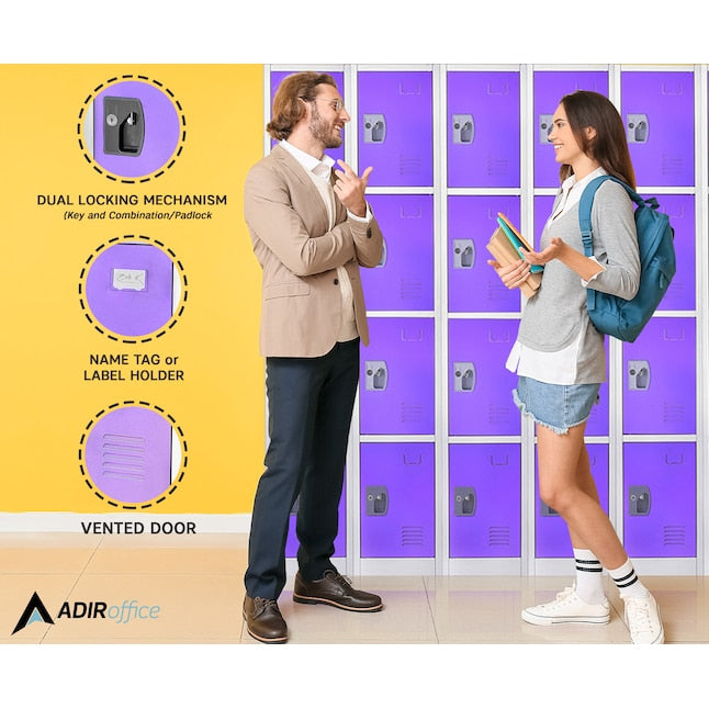72 in. H x 12 in. W x 12 in. D 4-Compartment Steel Tier Key Lock Storage Locker in Purple 2 Pack