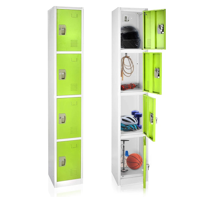 72 in. x 12 in. x 12 in. 4-Compartment Steel Tier Key Lock Storage Locker in Green (4-Pack)