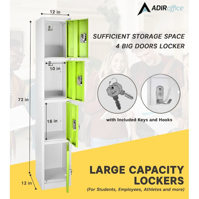 72 in. x 12 in. x 12 in. 4-Compartment Steel Tier Key Lock Storage Locker in Green (4-Pack)