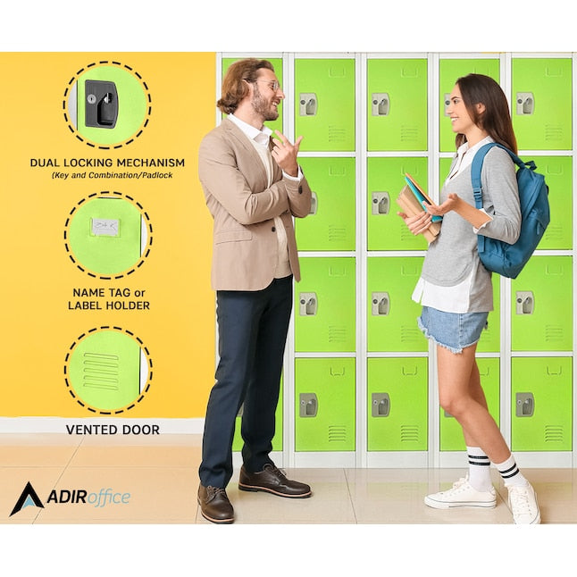 72 in. x 12 in. x 12 in. 4-Compartment Steel Tier Key Lock Storage Locker in Green 2 Pack