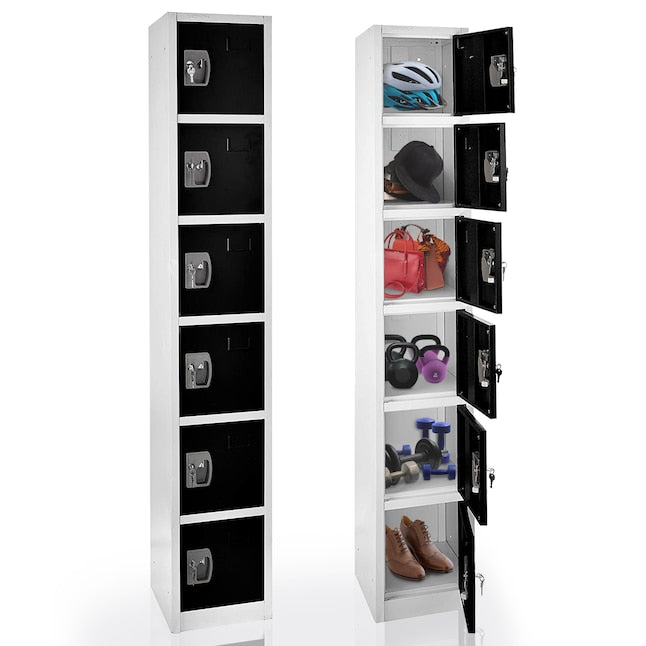 72 in. x 12 in. x 12 in. 6-Compartment Steel Tier Key Lock Storage Locker in Black 4 Pack