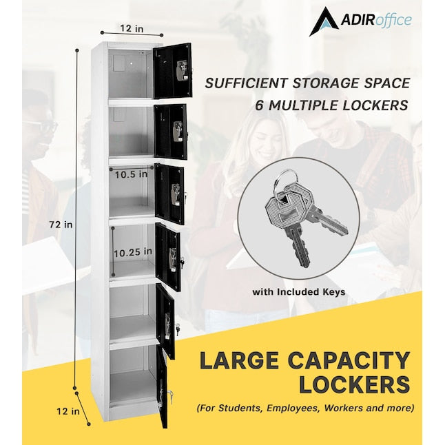 72 in. x 12 in. x 12 in. 6-Compartment Steel Tier Key Lock Storage Locker in Black 4 Pack
