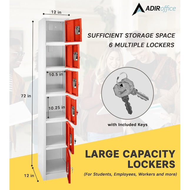 72 in. H x 12 in. W x 12 in. D 6-Compartment Steel Tier Key Lock Storage Locker in Red 2 Pack
