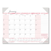 Julian Dates - Monthly - 12 Month - January 2026 to December 2026 - 1 Month Single Page Layout - 18 1/2" x 13" Sheet Size - 2.12" x 1.75" Block - Desk Pad - Pink - Paper, Vinyl - Notepad, Reference Calendar - 1 Each