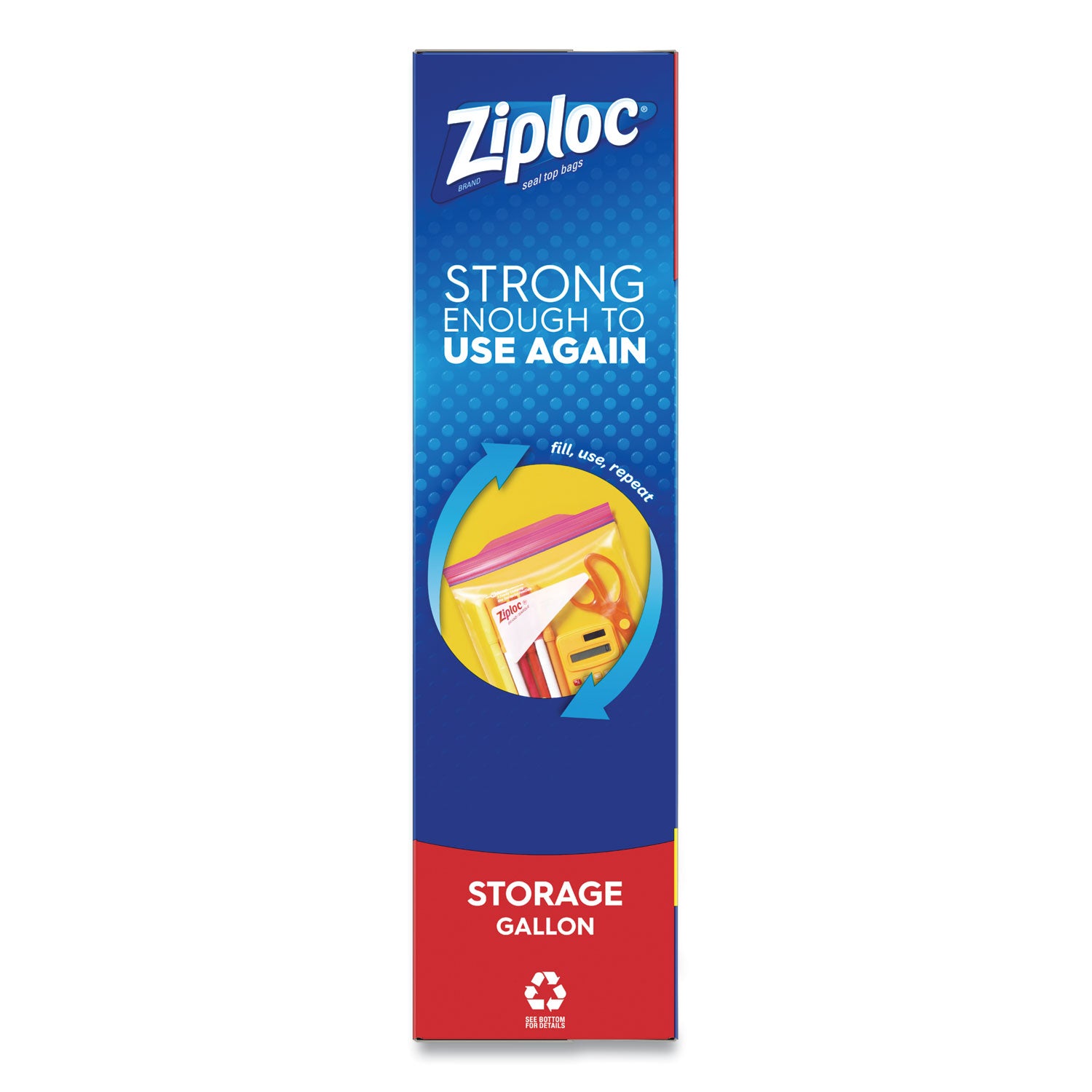 Ziploc&reg; Stand-Up Storage Bags - 1 gal Capacity - Seal Closure - Plastic - Storage, Filing, Kitchen - 42 / Box