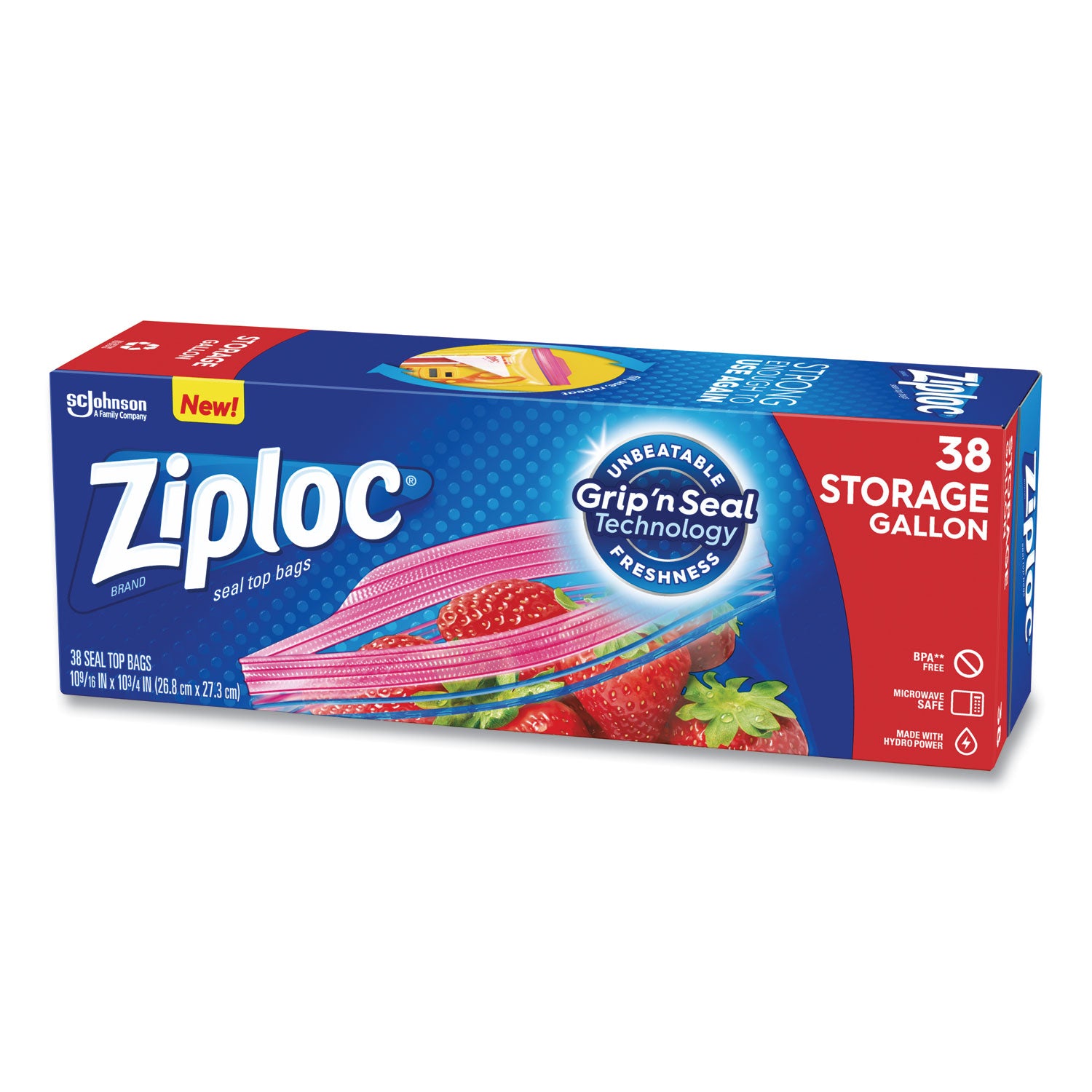 Ziploc&reg; Stand-Up Storage Bags - 1 gal Capacity - Seal Closure - Plastic - Storage, Filing, Kitchen - 42 / Box
