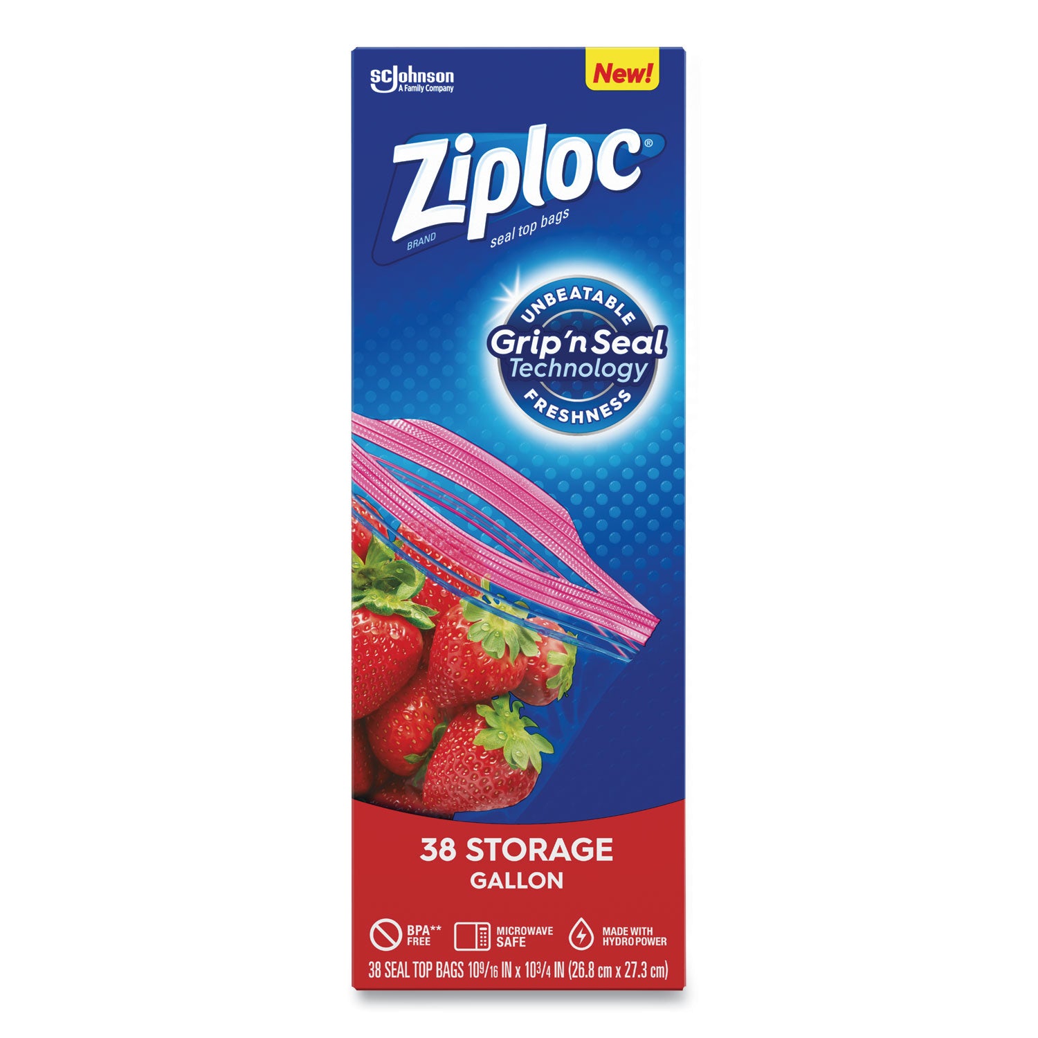 Ziploc&reg; Stand-Up Storage Bags - 1 gal Capacity - Seal Closure - Plastic - Storage, Filing, Kitchen - 42 / Box