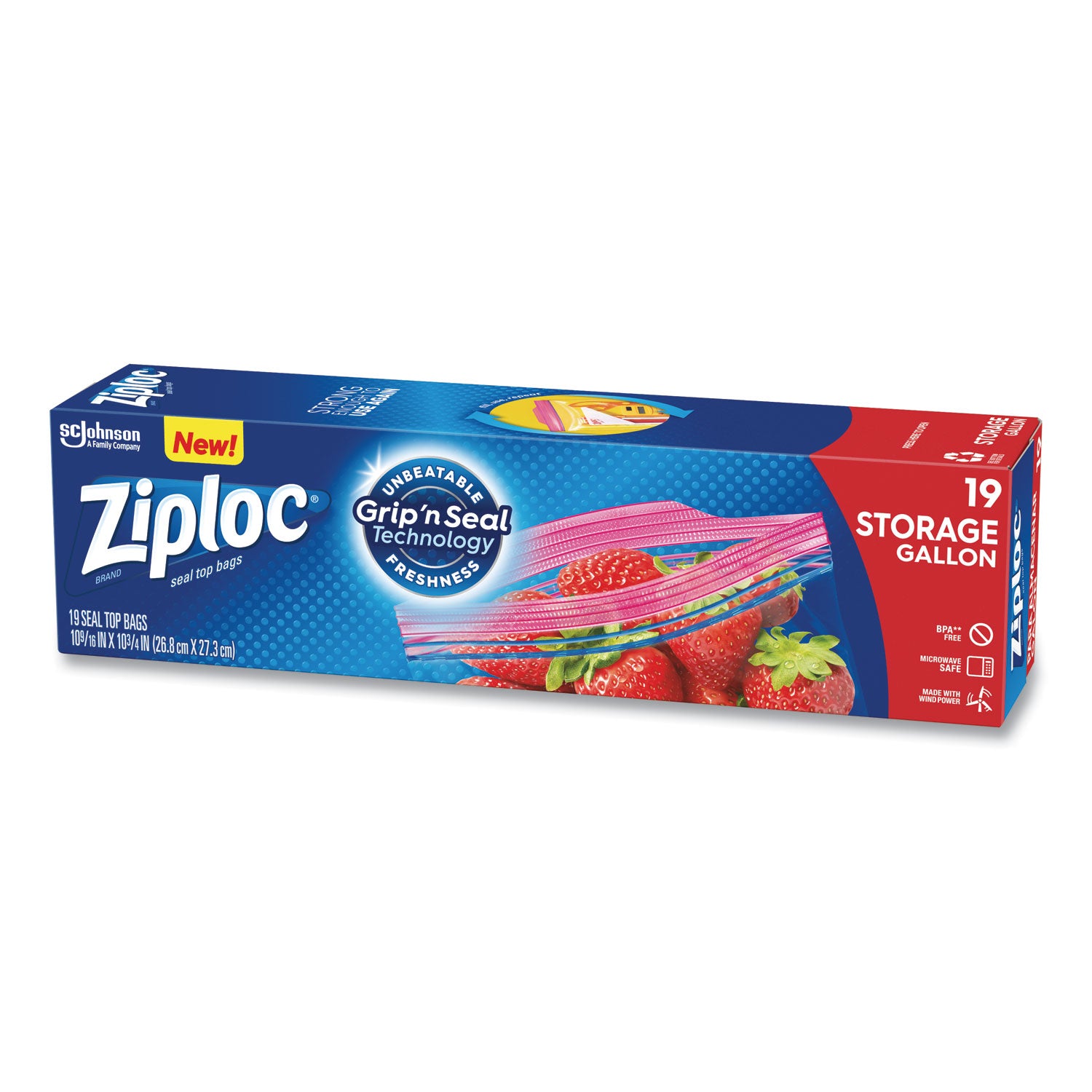 Double Zipper Storage Bags, Triple System Seal, Gallon, 9.6" x 12.1", Clear, 19 Bags/Box, 12 Boxes/Carton
