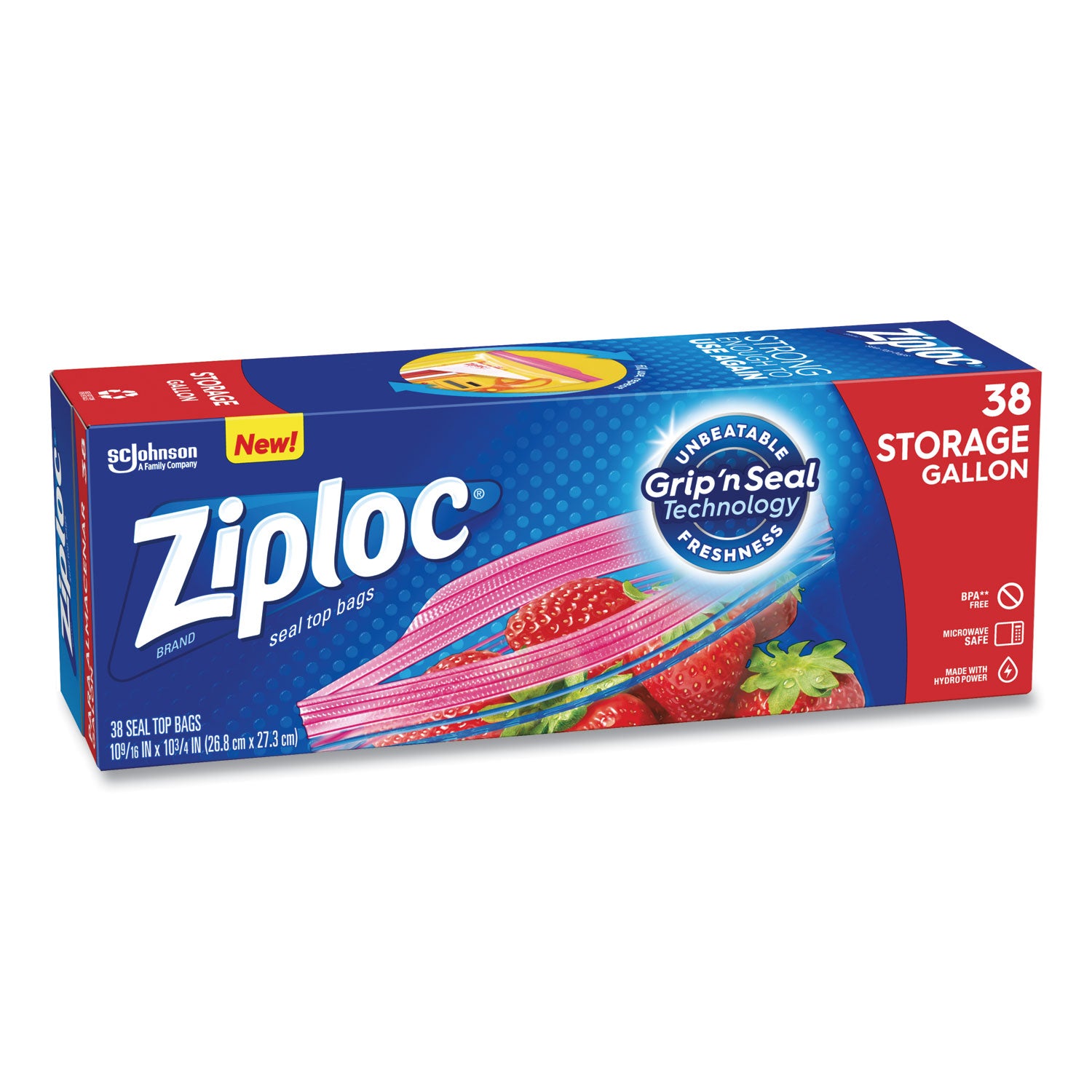 Ziploc&reg; Stand-Up Storage Bags - 1 gal Capacity - Seal Closure - Plastic - Storage, Filing, Kitchen - 42 / Box