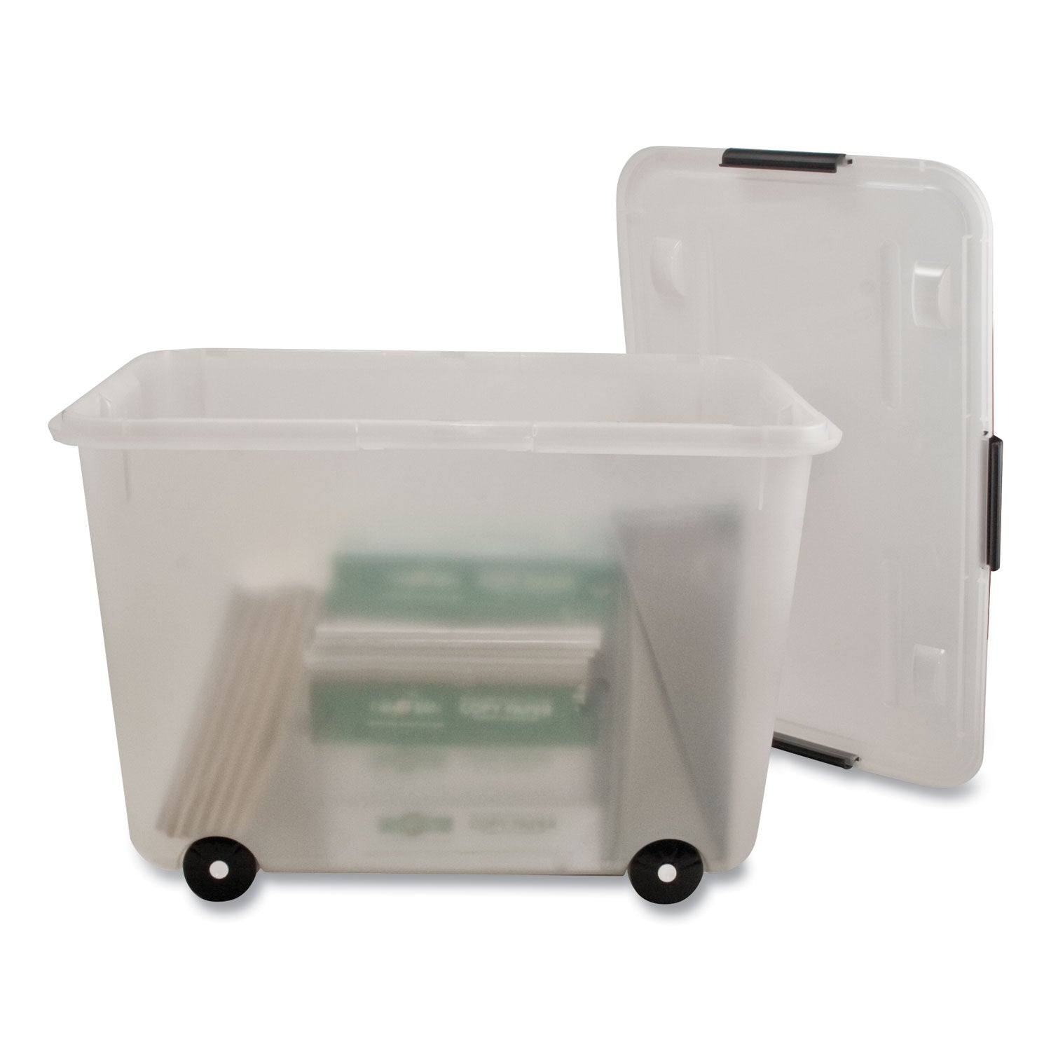 Rolling Storage Box, 15 Gallon, Clear