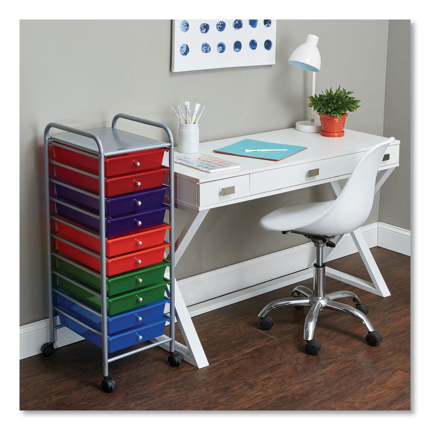 10-Drawer Rolling Cart, Multicolor
