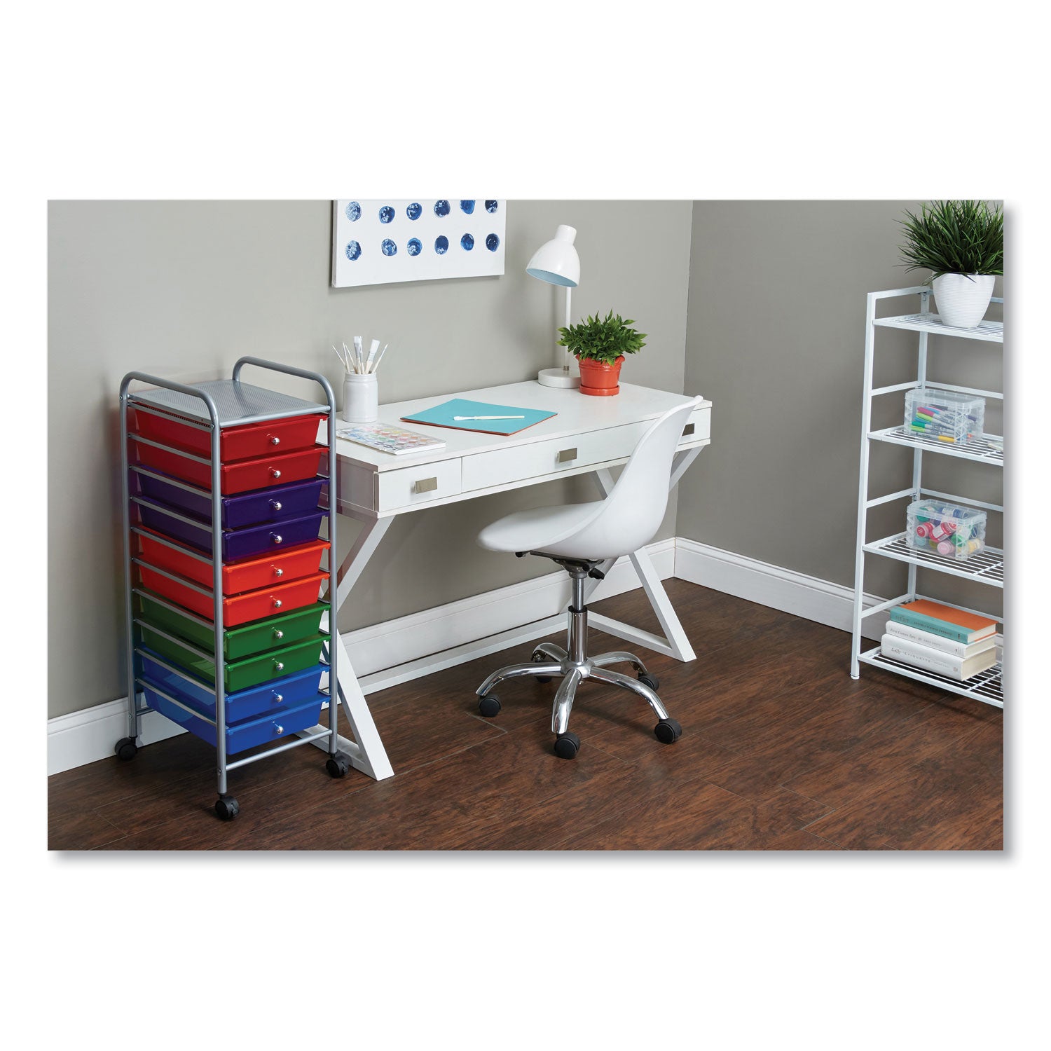 10-Drawer Rolling Cart, Multicolor