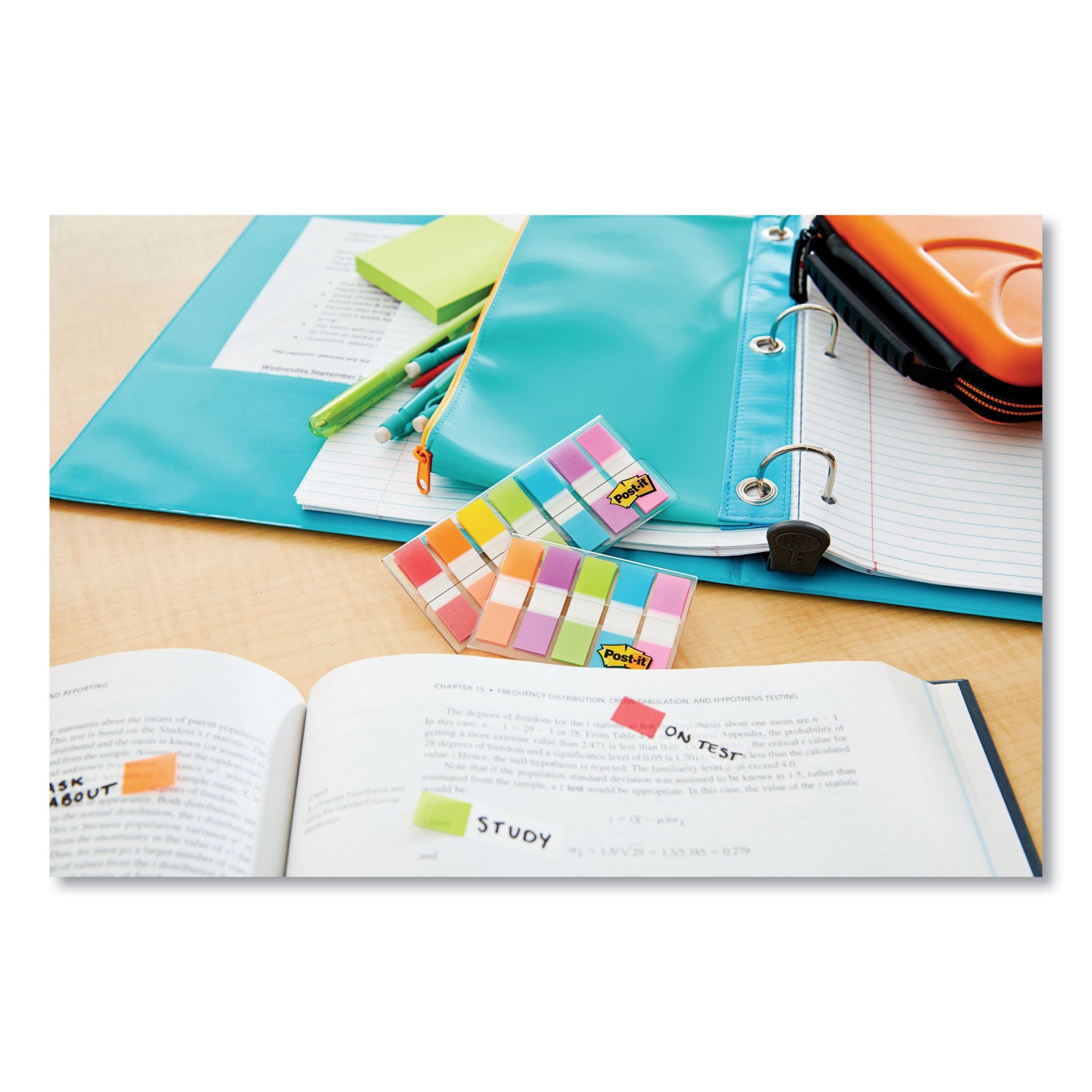 1/2" Flag/Note Width x 1 3/4" Flag/Note Length - Red, Orange, Yellow, Green, Blue, Purple, Pink - Self-stick - 1 Pack