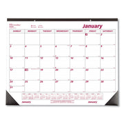 Julian Dates - Monthly - 1 Year - January 2026 to December 2026 - 1 Month Single Page Layout - 22" x 17" Sheet Size - Desk Pad - White - Paper - Eyelet, Tear-off, Reinforced - 1 Each